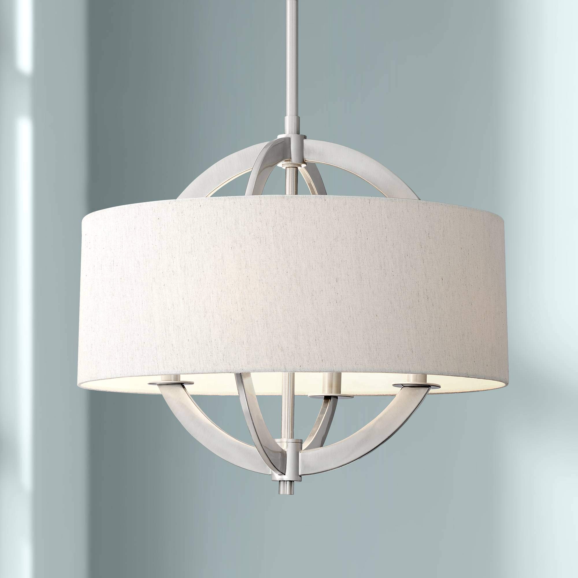 Buy Saturna Brushed Nickel Drum Pendant Chandelier 21" Wide Modern