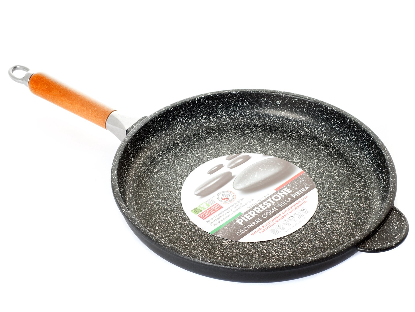 Home Pietra Padella Bassa Antiaderente con Manico, Alluminio Pressofuso, Antracite, 32 cm