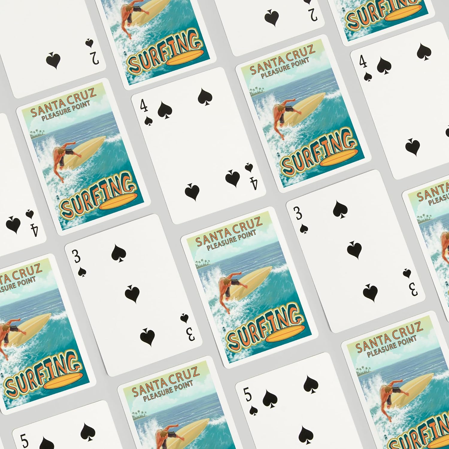 Lantern Press Santa Cruz, California, Pleasure Point Surfer Scene, 52 Playing Cards for Adults, Poker Size Card Deck