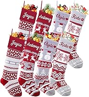 Vista 25 de Dreamdecor - Medias de Navidad personalizadas con nombre y monogramas, medias familiares de 18 pulgadas con placa de cuero para niños, 1 paquete