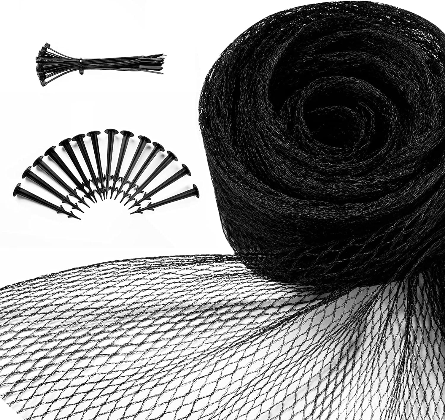 Pond Netting, 28' x 30' Pond Netting for Koi Ponds, Sturdy Pond Net to Catch Leaves & Debris, Drive Herons, Raccoons, Cats & Predators Away, Handy Accessories Included (3/8” Mesh)