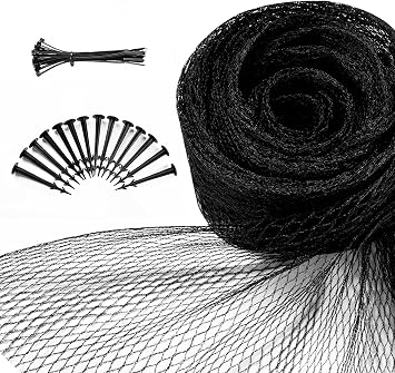 Pond Netting, 28 x 30 Pond Netting for Koi Ponds, Sturdy Pond Net to Catch Leaves & Debris, Drive Herons, Raccoons, Cats & Predators Away, Handy Accessories Included 3/8 Mesh