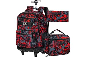 Durable Roller Backpack for Boys, Travel Wheeled Bookbag, College Roller Bookbag for...