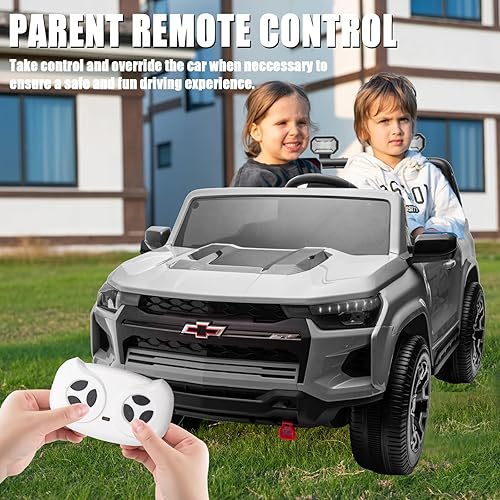 Miniatura 3 de POSTACK Vehículo Chevrolet de 24 V con licencia oficial de 24 V para niños, camión de 2 plazas, funciona con pilas, 4 ruedas con control remoto,