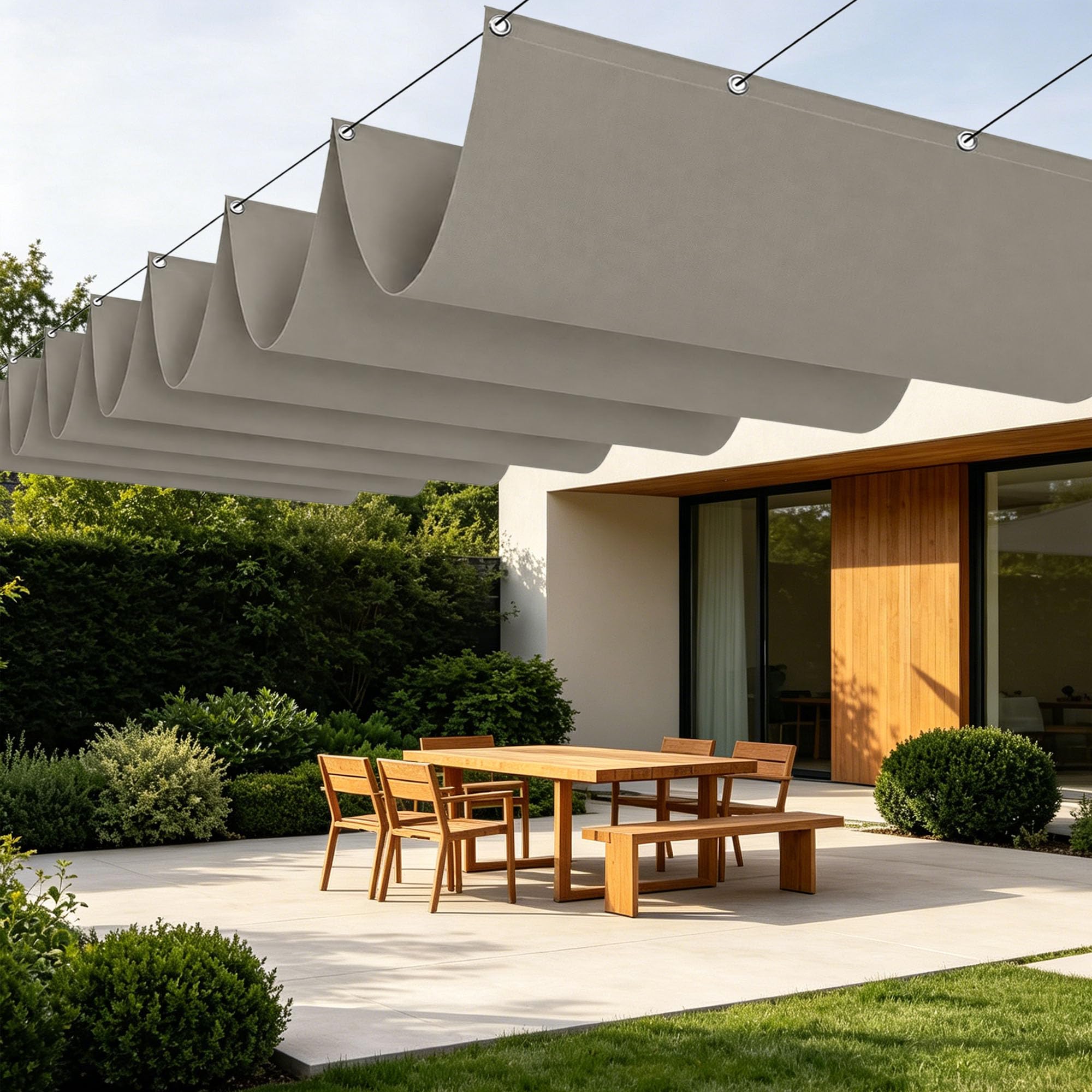 Filet bâche ombrage UV protection solaire avec œillets toile rétractable taupe 250x510 cm