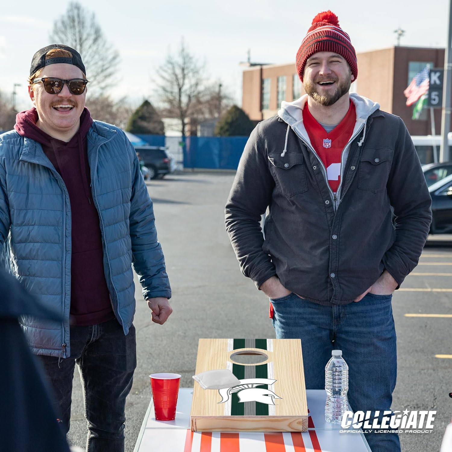 Wild Sports Michigan State Spartans 1' x 2' Travel Size Solid Wood Cornhole Set with Direct Print HD Team Graphics – Great Gift for Any Sports Fan! Bean Bag Toss Family Games for Outdoor Play