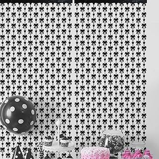 Black Bow Party Decorations - 2 Packs Small Bow Foil Fringe Streamers Curtains for Birthday Bridal Shower Engagement Wedding Wall Bachelorette Coquette Party Decor(3.3x6.6 ft)