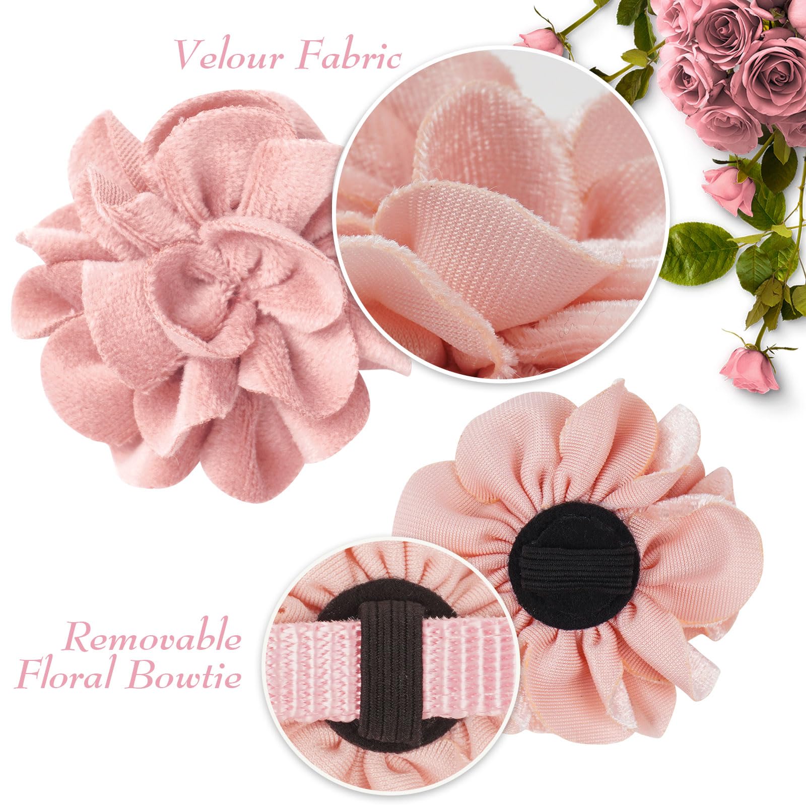 azuza Katzenhalsband, mit Glöckchen, Samt, Prinzessinnen-Katzenhalsband, mit Blumen-Zubehör, Halsumfang: 20,3 - 30,5 cm