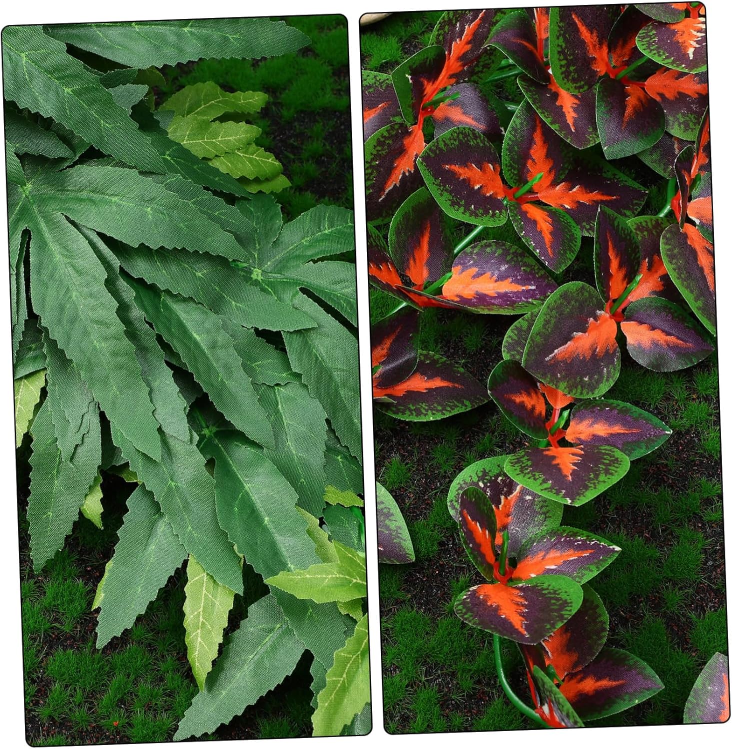 Kisangel 2sets Reptile Plants Artificial Hanging Vines for Terrarium Decor Climbing Habitat Decorations with Suction Cups Lifelike Greenery for Bearded Dragons Lizards Snakes Geckos 4pcs*2