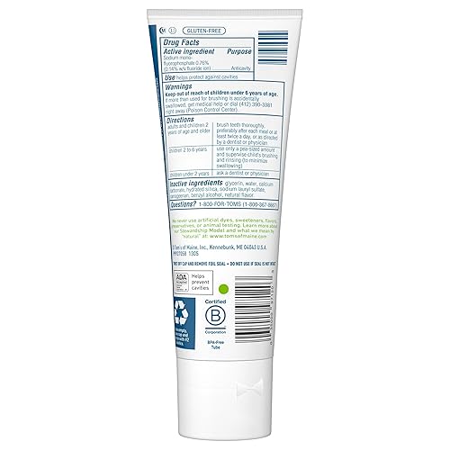 Miniatura 2 de Tom's of Maine Pasta de dientes para niños con flúor aprobado por ADA, pasta de dientes natural, sin colorantes, sin conservantes artificiales,