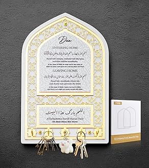 XIOQINE Islamic Wall Decor, Islamic Wall Art, Quality Key Holder for Wall, Exquisite Muslim Gift, for Housewarming Gift, Eid, Mihrap Shape