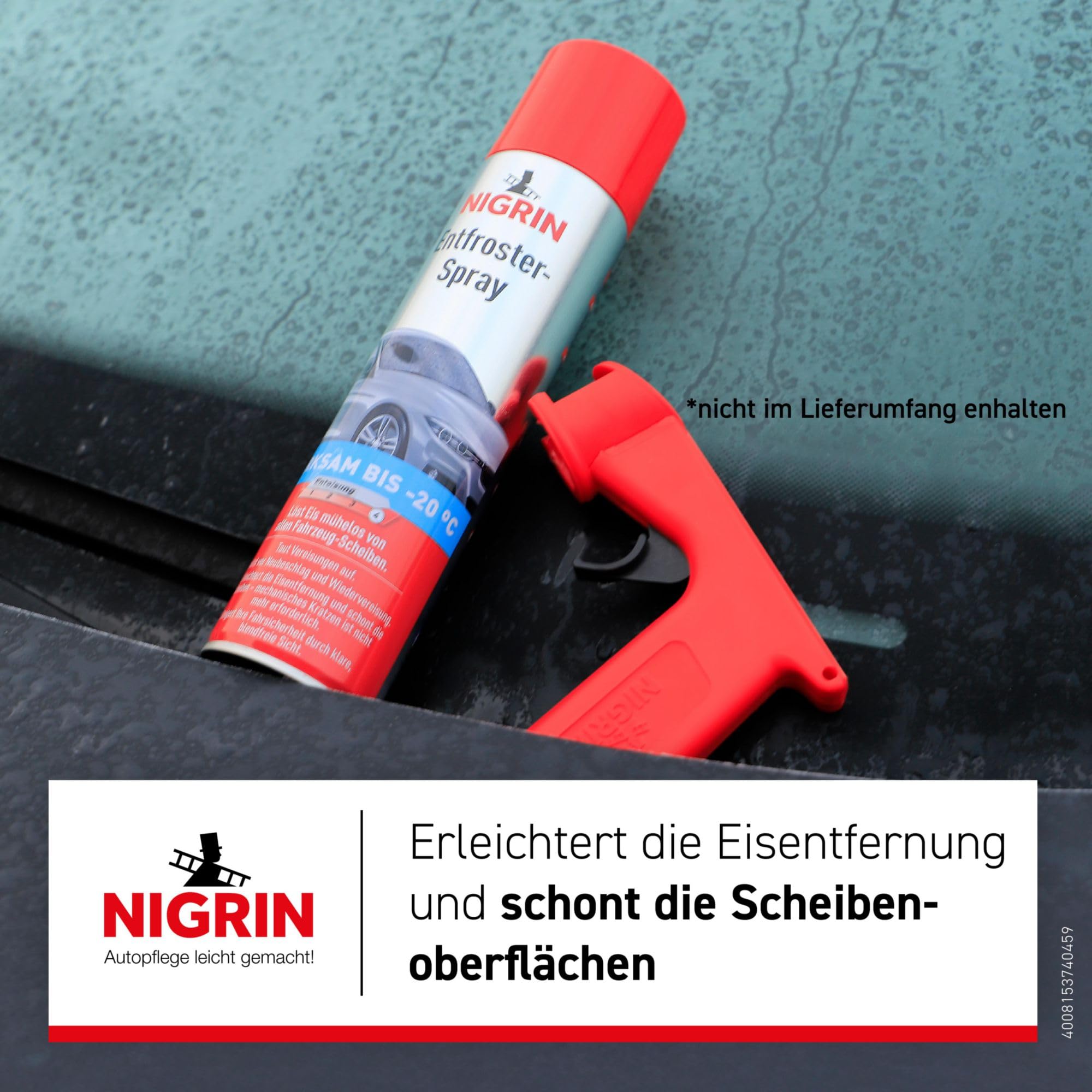 Spray Dégivrant Pare-brise NIGRIN - 400 Ml, Pour Un Dégivrage Rapide En Hiver