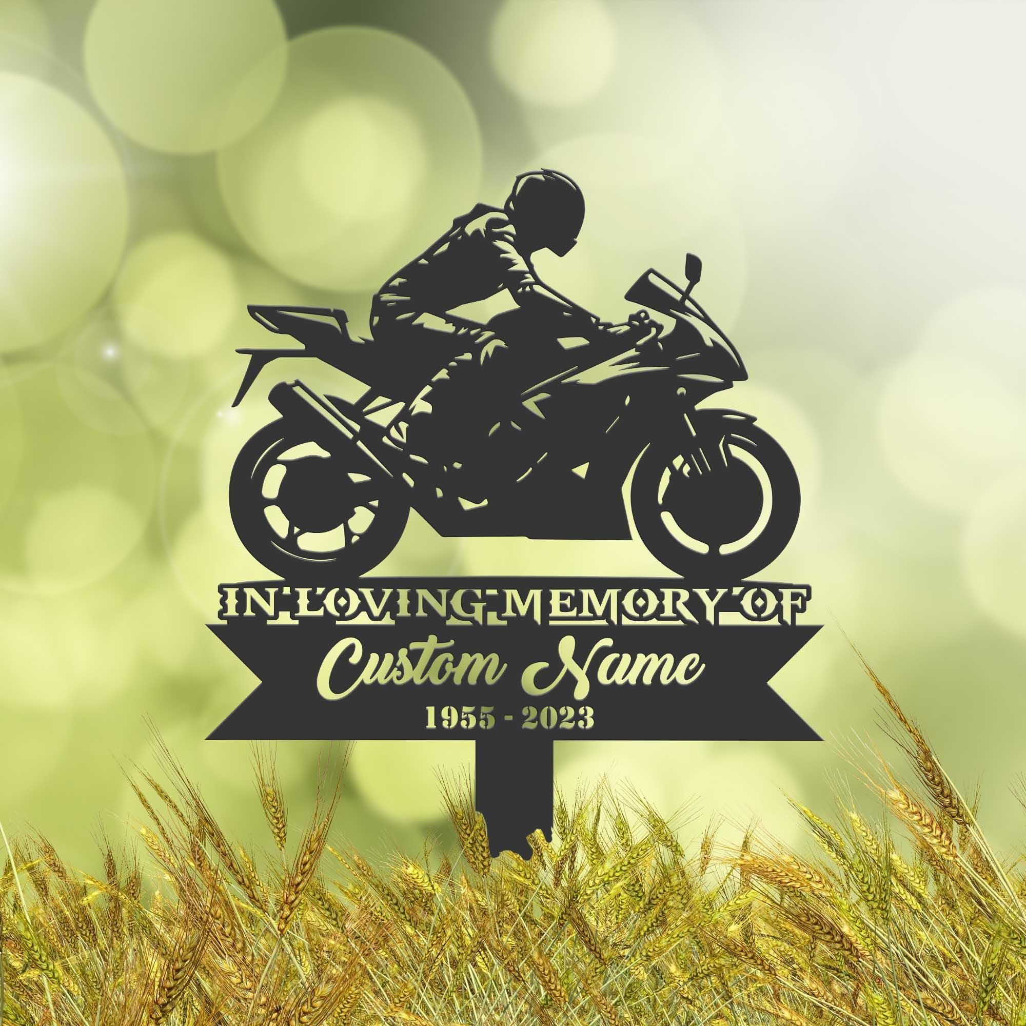 Weiyaliy Multi Personalised Motocycle Rider Biker Memorial Stake, Cemetery Marker, Bereavement Gifts, Grave Decorations, Memorial Plaques, Sympathy Sign, Grave Marker, Remembrance Plaque