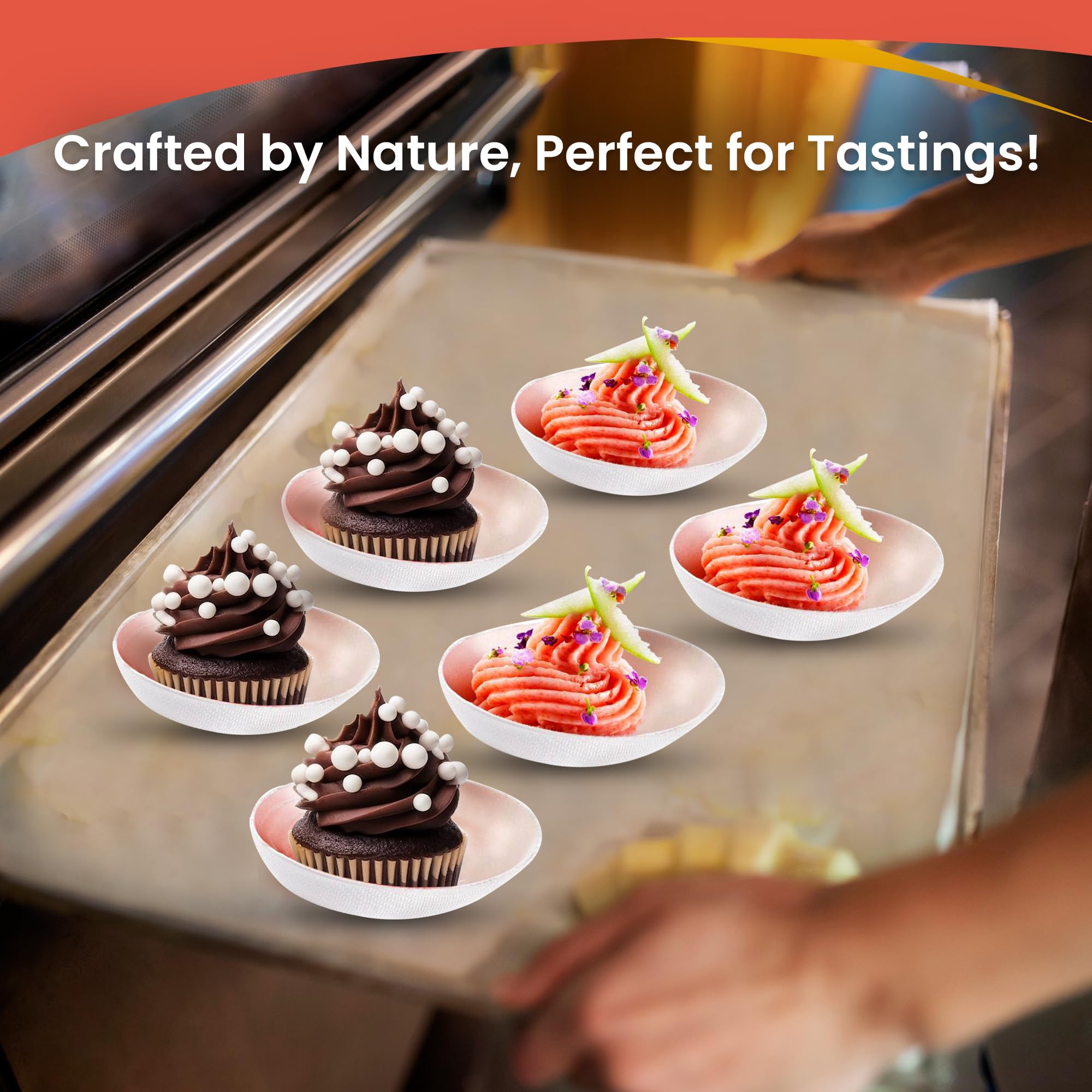 Pack of 100 - Biodegradable Egg-Shaped Sugarcane Bagasse Tasting Dish