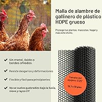 Vista 2 de MaPorch Valla de malla de alambre de pollo de plástico, malla negra, 15.7 pulgadas x 10 pies, valla de alambre de pollo de instalación rápida