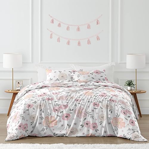 Blush Rosa Color Gris y Blanco Shabby Chic Acuarela Floral Chica FullQueen Kid ChildrensJuego de ropa de cama Comforter por Sweet diseños Blush Rosa Color Gris y Blanco Shabby Chic Acuarela Floral Chica FullQueen Kid ChildrensJuego de ropa de cama Comforter por Sweet diseños