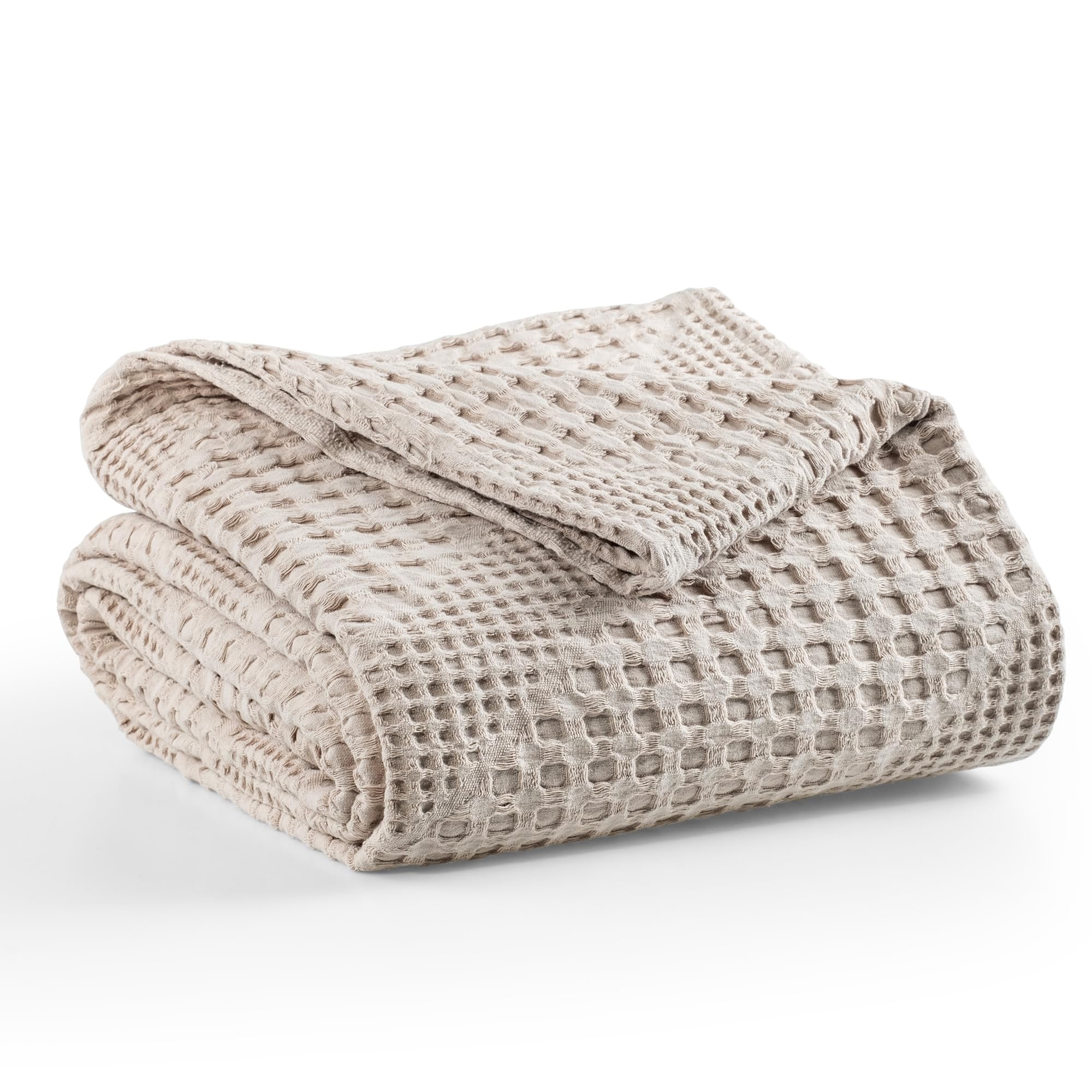 Bed Throw King Size Bedspread | 100% Cotton Soft Throw Blanket For Bed | Sofa Throws Large 3 Seater |Joanna Collection | Beige - 220 x 250 cm