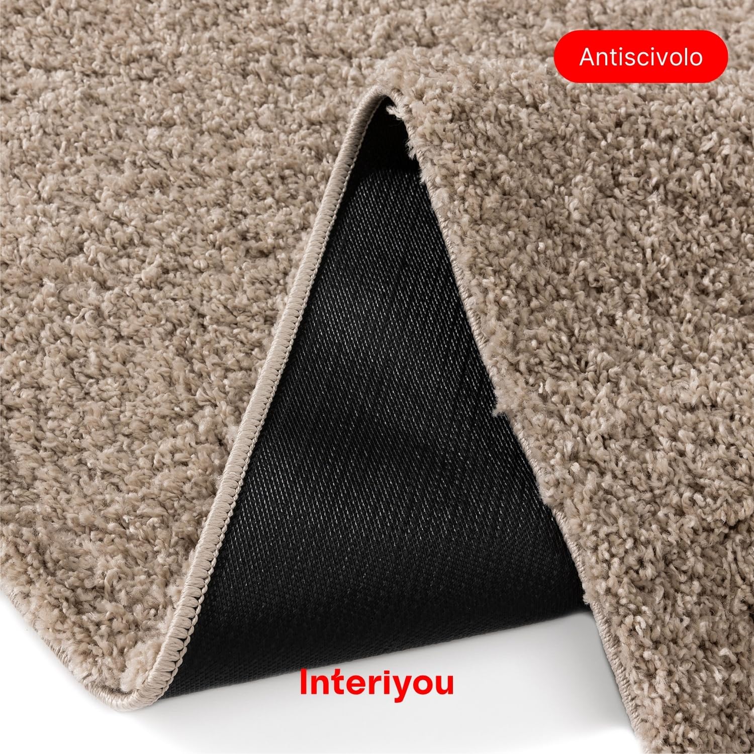 Interiyou Tappeto salotto a pelo alto Sofia - 200x250 cm Beige - Soffice e monocromatico - Lavabile e antiscivolo - Lungo morbido