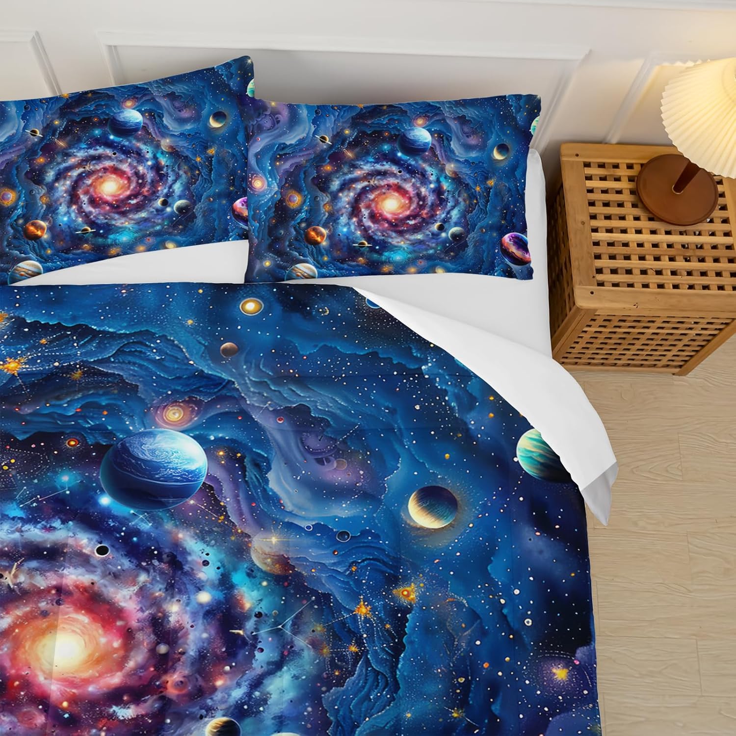 Full Size Galaxy Comforter Set for Kids,Outer Space Themed Full Bedding Sets for Boys,Boys Full Quilt Set Space,Galaxy Bedroom Decor - Image 3
