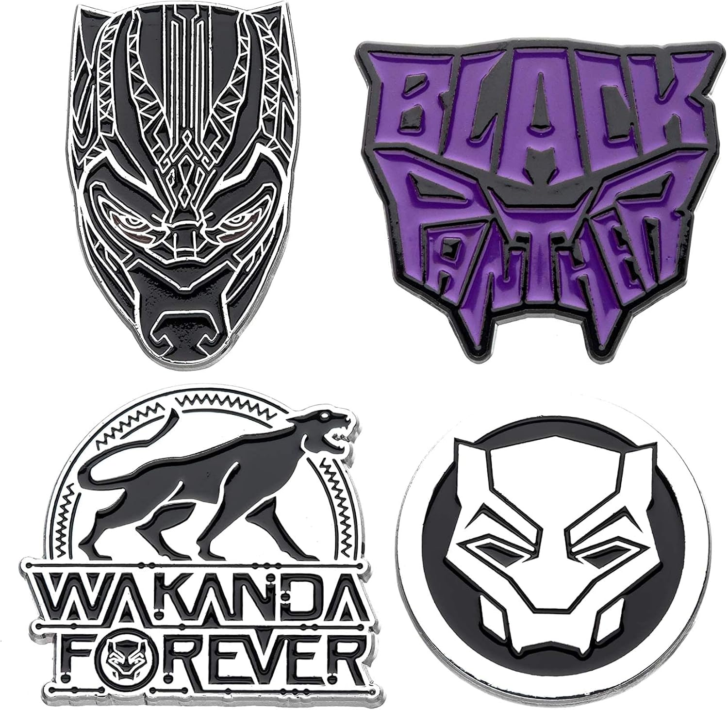 Marvel Black Panther Wakanda Forever 4-Piece Collectible Enamel Pin Set