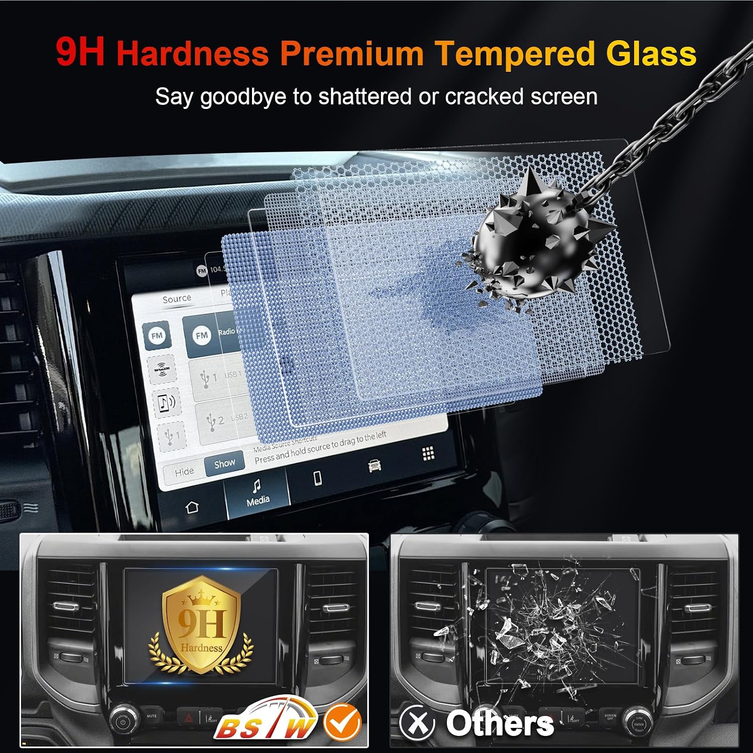 for Ram Screen Protector 8.4 Inch for 2013-2026 Dodge Ram 1500 2500 3500 Uconnect 5 Nav Pickup Truck 8.4-In Display for 2024 Ram 1500 Accessories 9H Tempered Glass Protective Film (Ram 8.4-In HD) image 5