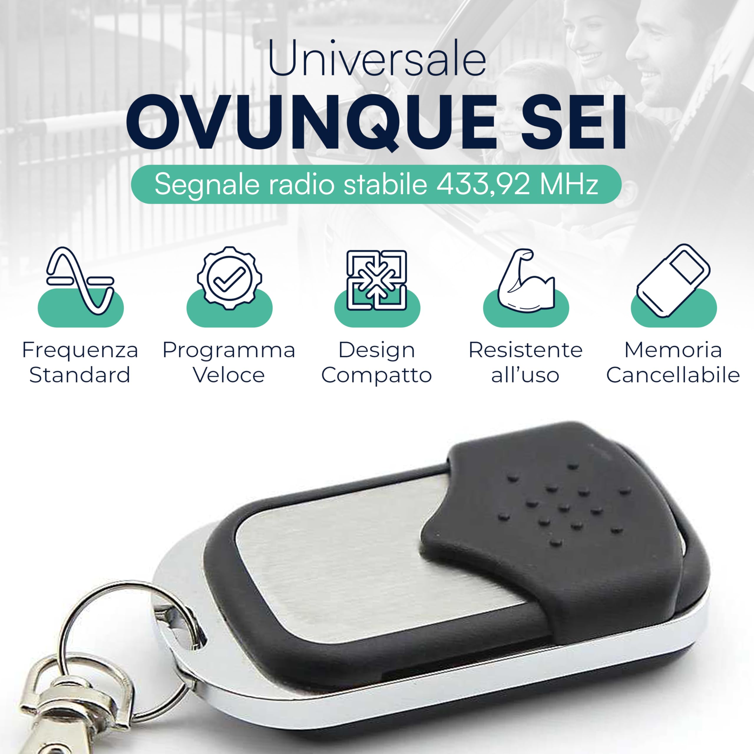 TEMPO DI SALDI 10x Telecomando Cancello Universali frequenza 433,92 MHz a Codice Fisso, Apricancello Universale facile da programmare e da usare