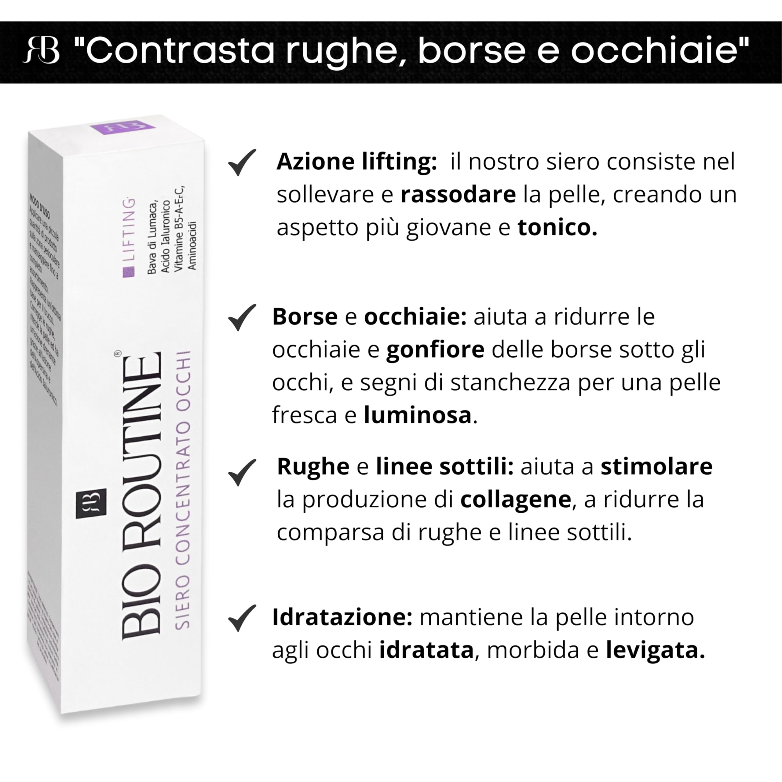 Siero Contorno Occhi Antirughe e Antiocchiaie con Bava di Lumaca e Acido Ialuronico - Effetto Ghiaccio Anti-fatica Riduce Rughe, Borse e Occhiaie per uno Sguardo Riposato