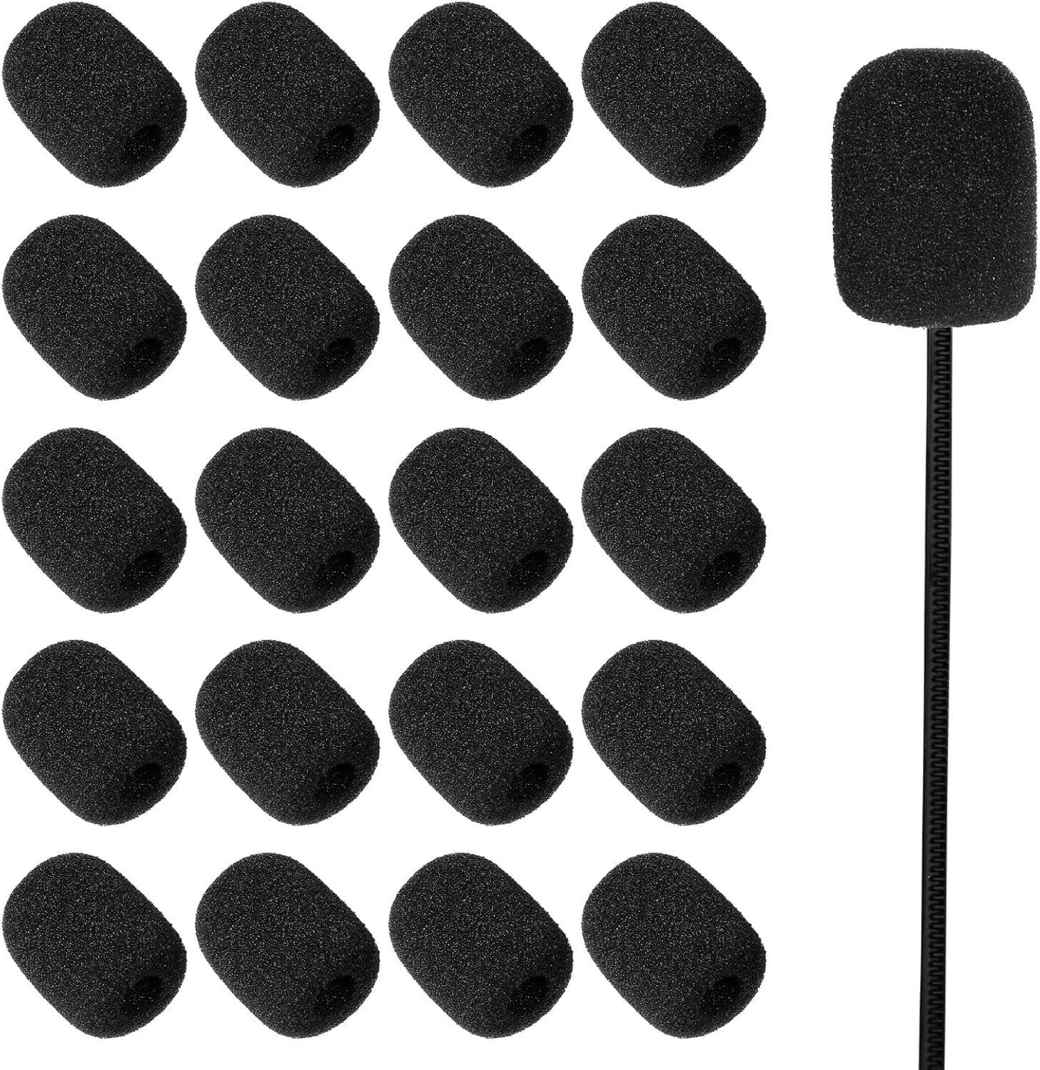 20Pcs Headset Mic Foam Cover, Microphone Covers Foam, Microphones Windscreen Cover, High Density Covers Lavalier Microphone for Microphones Protection