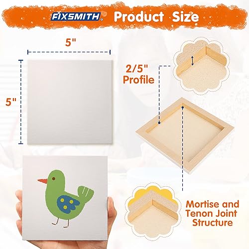 Miniatura 118 de FIXSMITH Lienzo estirado de 6 x 8 pulgadas, paquete de 12 lienzos blancos en blanco para pintar, imprimado, 100% algodón, perfil de 5/8 pulgadas