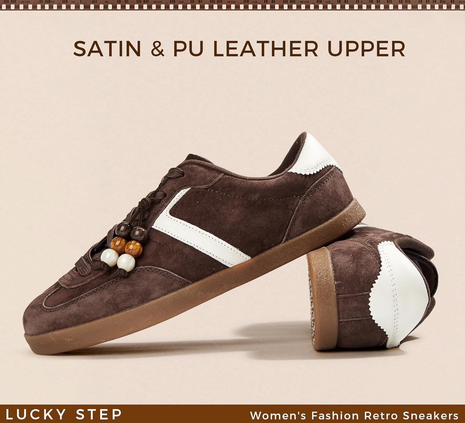 LUCKY STEP Women's Fashion Retro Sneakers Casual Trendy Walking Shoes Non Slip Comfortable Classic Running Sneaker - Image 3