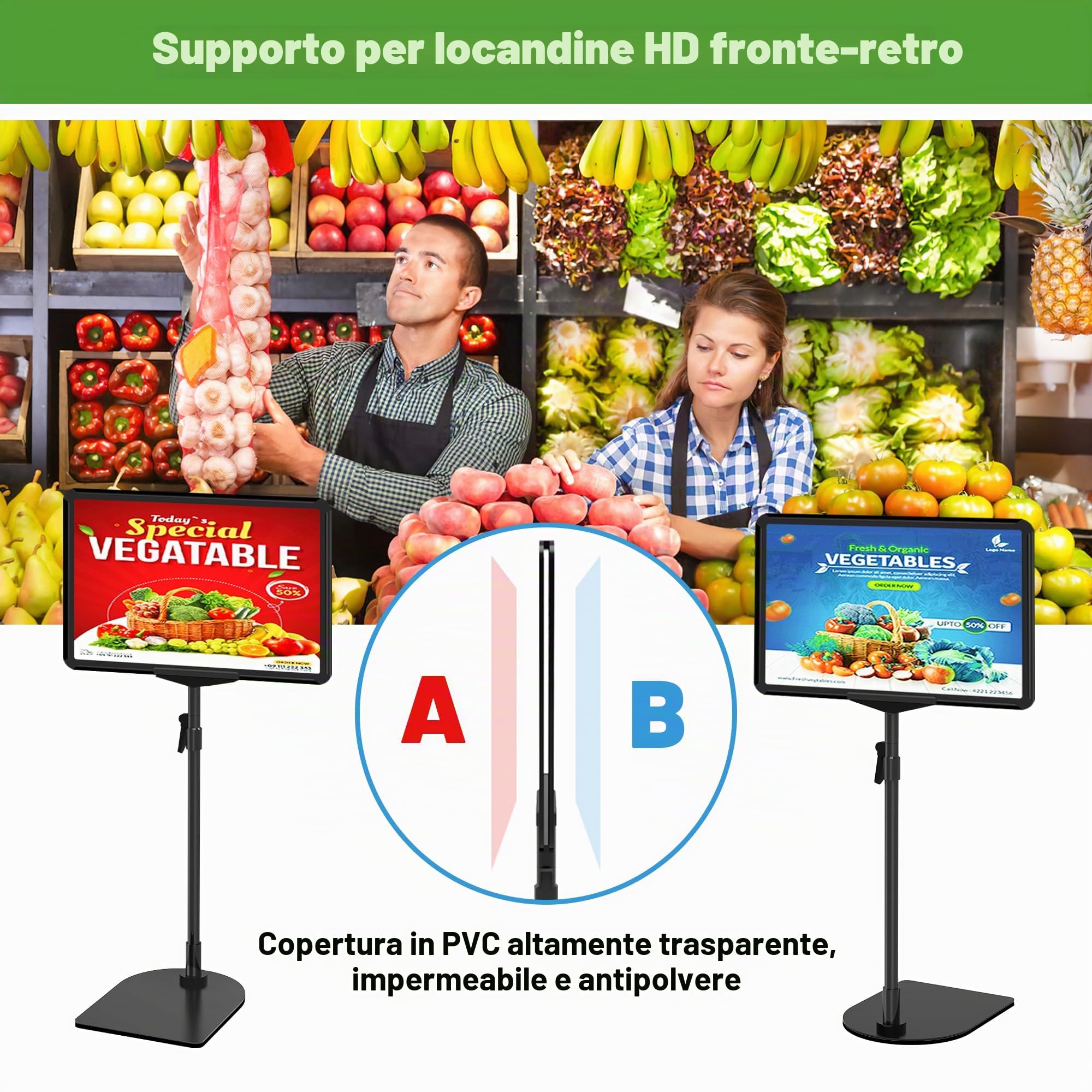Confezione da 6 supporti per poster, formato A4, supporto per cartelli da tavolo, supporto regolabile per segnaletica, menù pubblicitari, espositori per affari, ufficio, ristorante