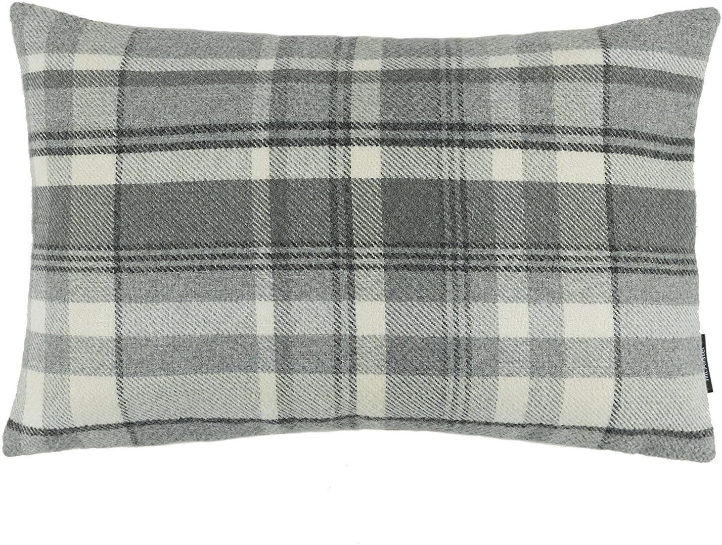 McAlister Textiles Charcoal Grey Heritage Tartan Throw Cushion Cover 20x12 Inches Highlands Scatter Pillows for Sofas & Bedroom