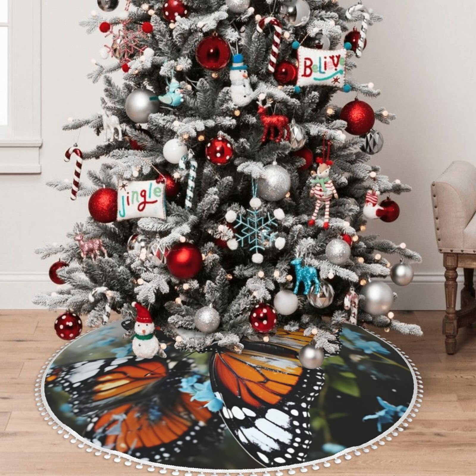 Jupe de sapin de Noël rustique de 121,9 cm pour fête de fin d'année