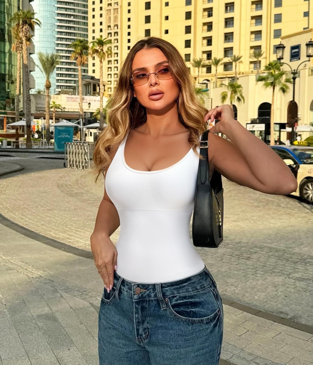 YERKOAD Compression Tanks for Women Shapewear Tank Tops Tummy Control Tank Top Scoop Neck Camisole Tops - Image 5