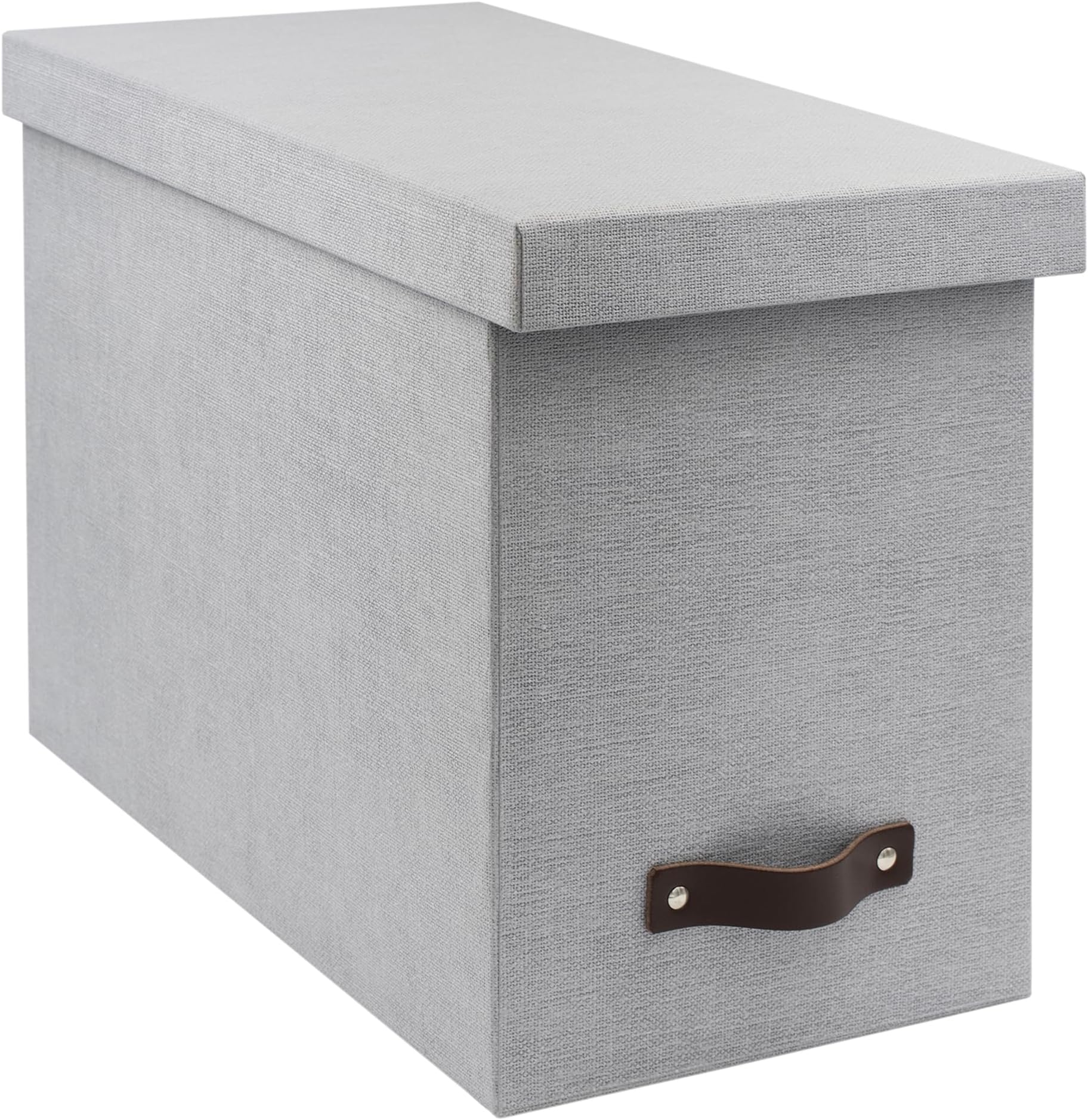 John Desktop File | File Storage and Document Organizer for Important Paperwork | Durable Hanging File with a Lid and Leather Handle | 7.4’’ x 13’’ x 10.4’’ | Ash