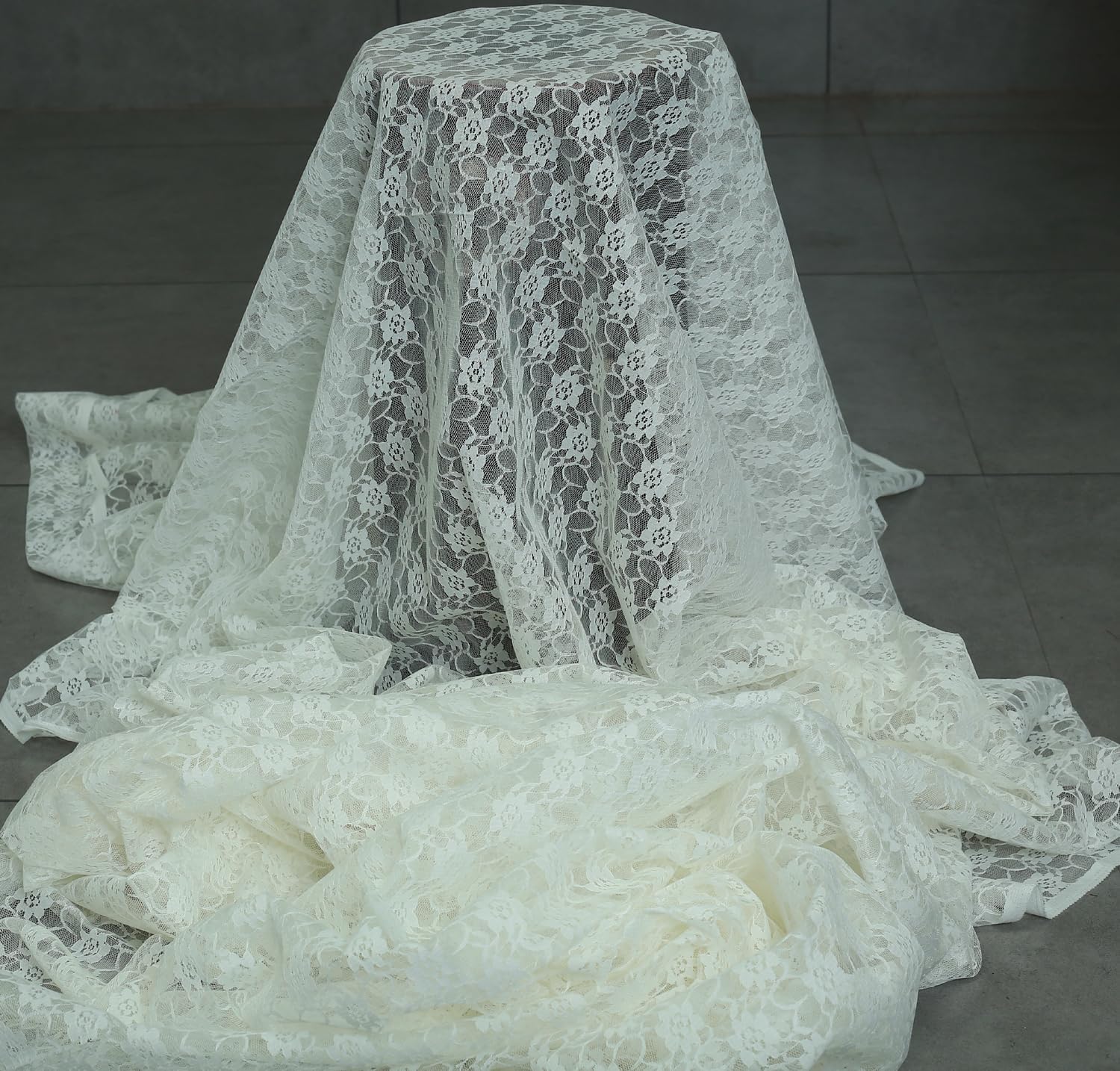 MDS Pack of 25 Vintage Lace Chair Bow Sashes for Wedding Events Supplies, Decorations for Birthday Parties, Baby Shower,Rustic Floral lace Chair Tie Backs sash Table Decorations - Ivory