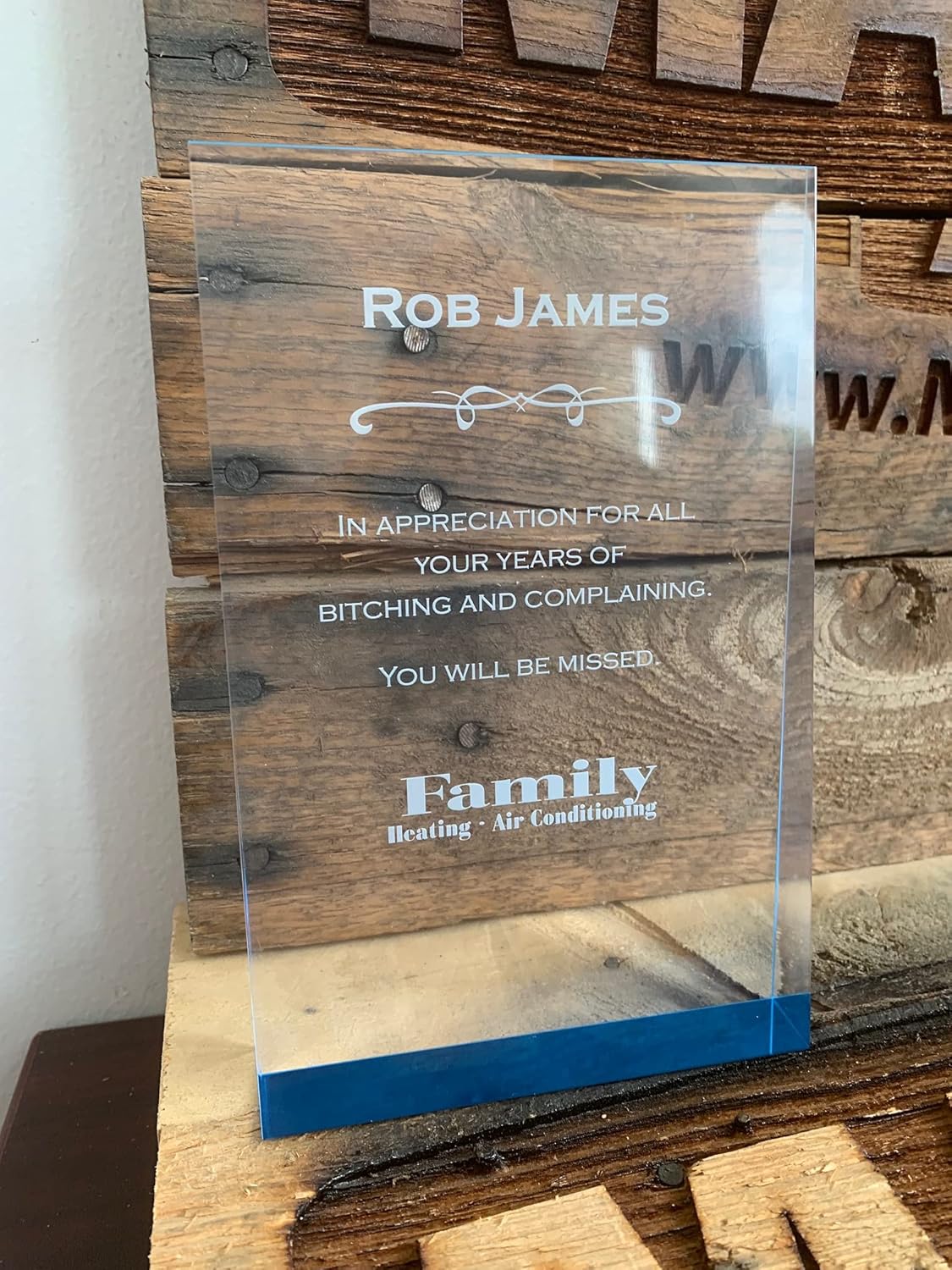 MAV Maverick Advantage 4 1/2" x 7" Blue Acrylic Wedge Trophy - Personalized Trophy - Self Standing! - Your Design!