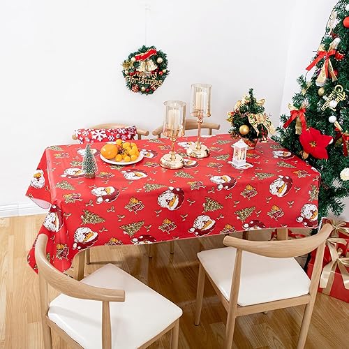 Vista 59 de Mantel rectangular de vinilo de 52 x 70 pulgadas con reverso de franela, mantel para el día de San Valentín, mantel de hule 100% impermeable Azul