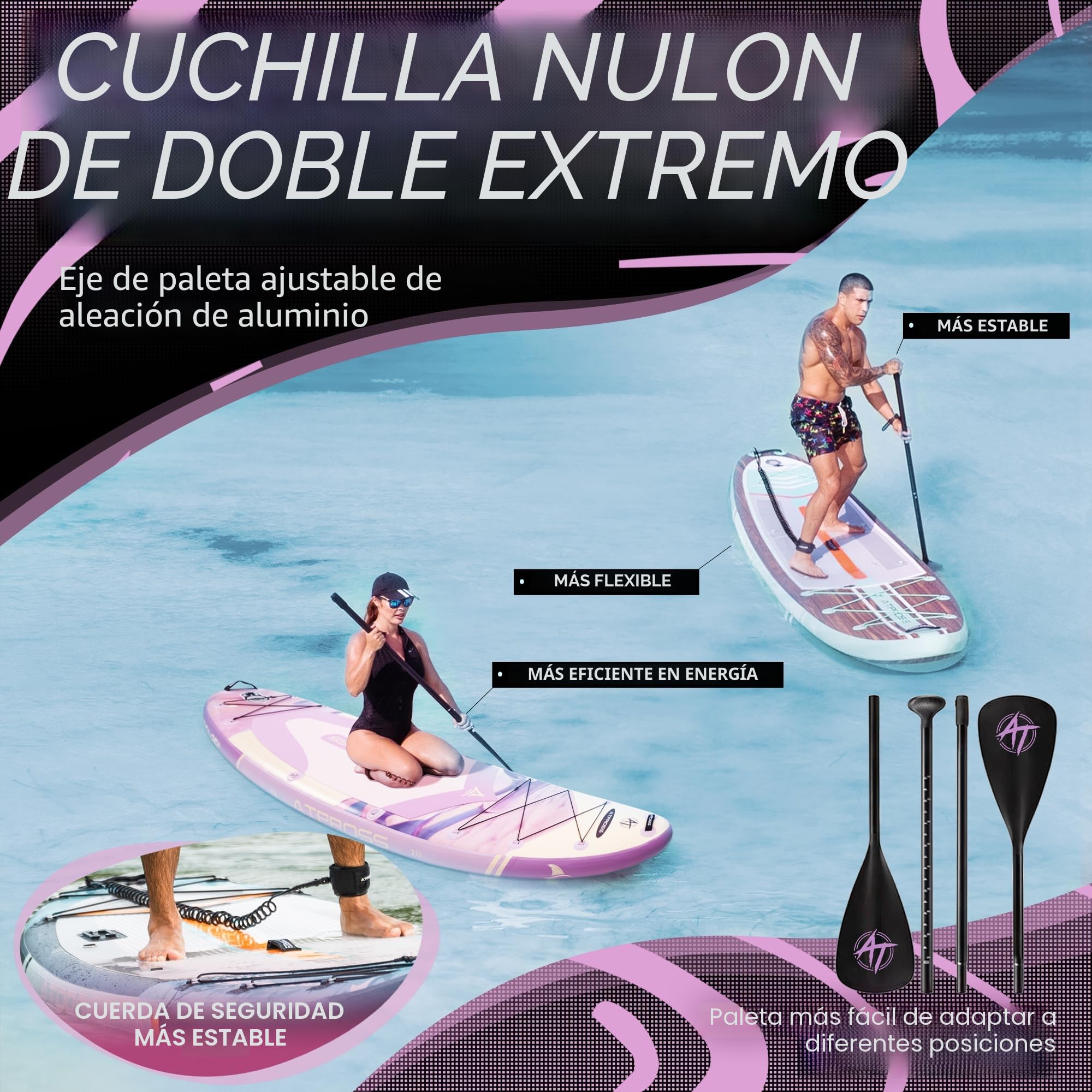 Tabla Paddle Surf Hinchable Inflable Extra Grande para Adultos, con Capacidad para 204,1 kg. con Kit de Accesorios Mochila. Kayak Inflable, Antideslizante, Ideal para Yoga,