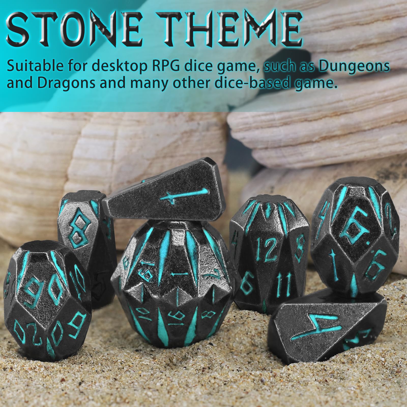 FONVGOGO Dés JDR Dés Jeu de Role pour Donjon et Dragon, Set de Dés JDR 7 Pièces DND Dice Set