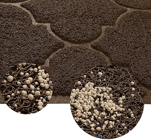 Miniatura 6 de Tapete de arena para gatos, tamaño XL de 47 x 36 pulgadas, alfombra de atrapamiento duradera, antideslizante e impermeable, fácil de limpiar, atrapa