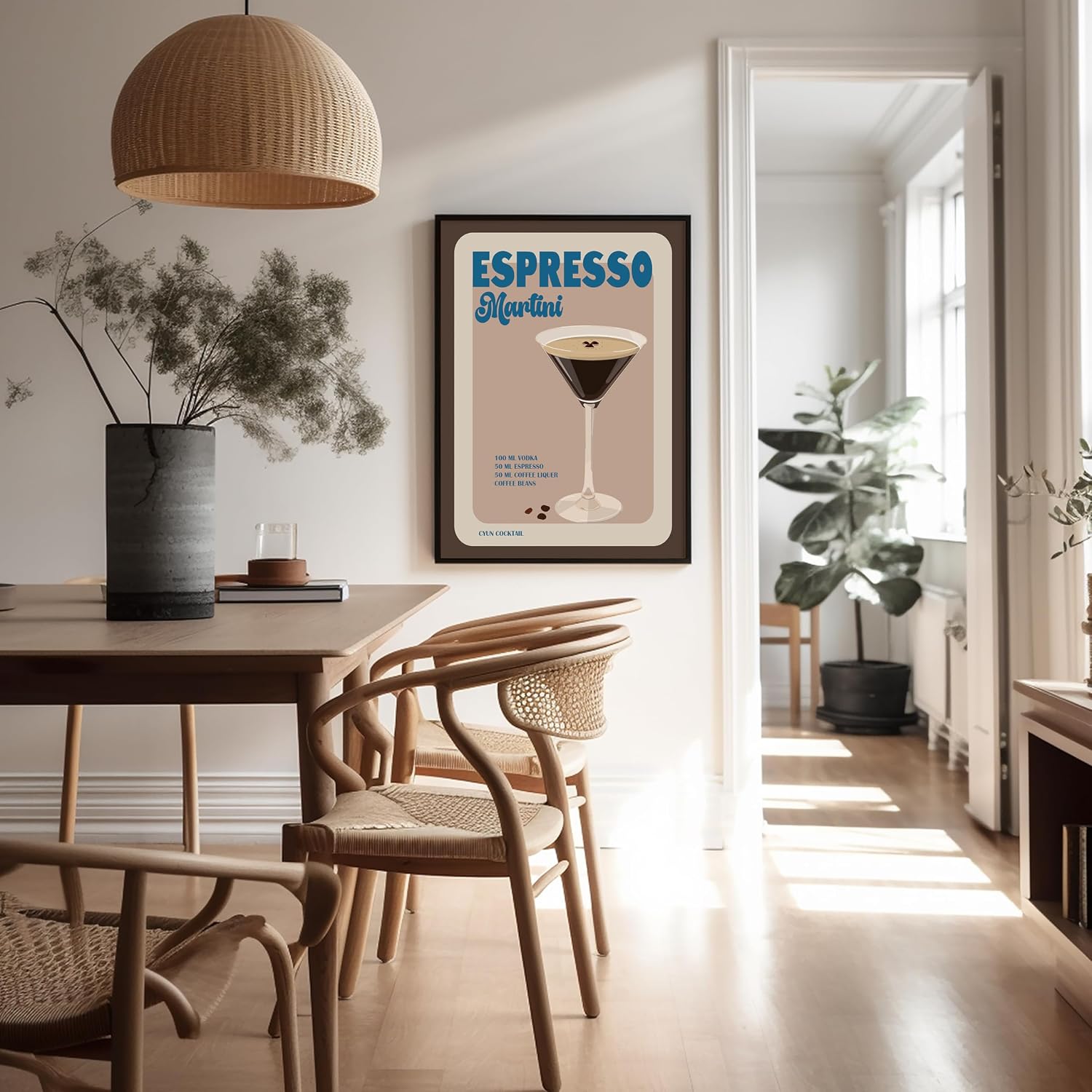 Poster Master Espresso Martini Print - Retro Cocktail Recipe Poster - Alcohol & Bar Cart Art - Preppy Wall Design - Chic Boho Bar, Kitchen or Restaurant Wall Decor - 8x10 UNFRAMED Wall Art