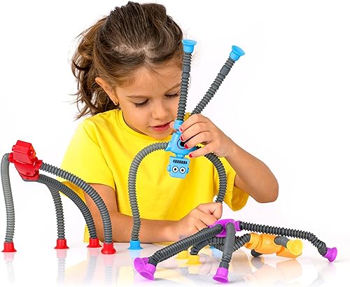 Miniatura 4 de nutty toys Juguetes sensoriales de robot, paquete de 4  Top Pop Tubes Fidget Toy 2024 para TDAH Autismo Edades 3 4 5 6 7 8 9 10, la mejor idea de