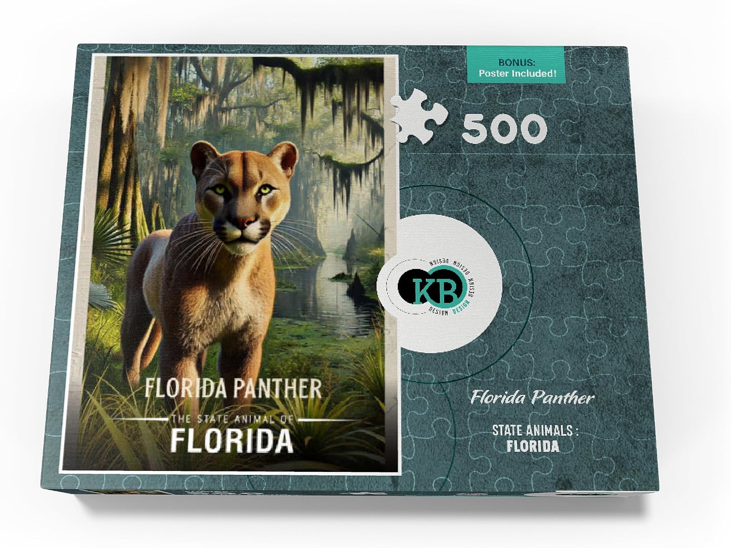 MyPuzzle Florida, Florida Panther: State Animals Series - Premium 500 Piece Jigsaw Puzzle for Adults