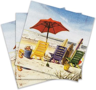 Colored Paper Cocktail Napkins, 20 Count Shabby Chic Napkins for Wedding, Dinner Tea Party Shower, Beach
