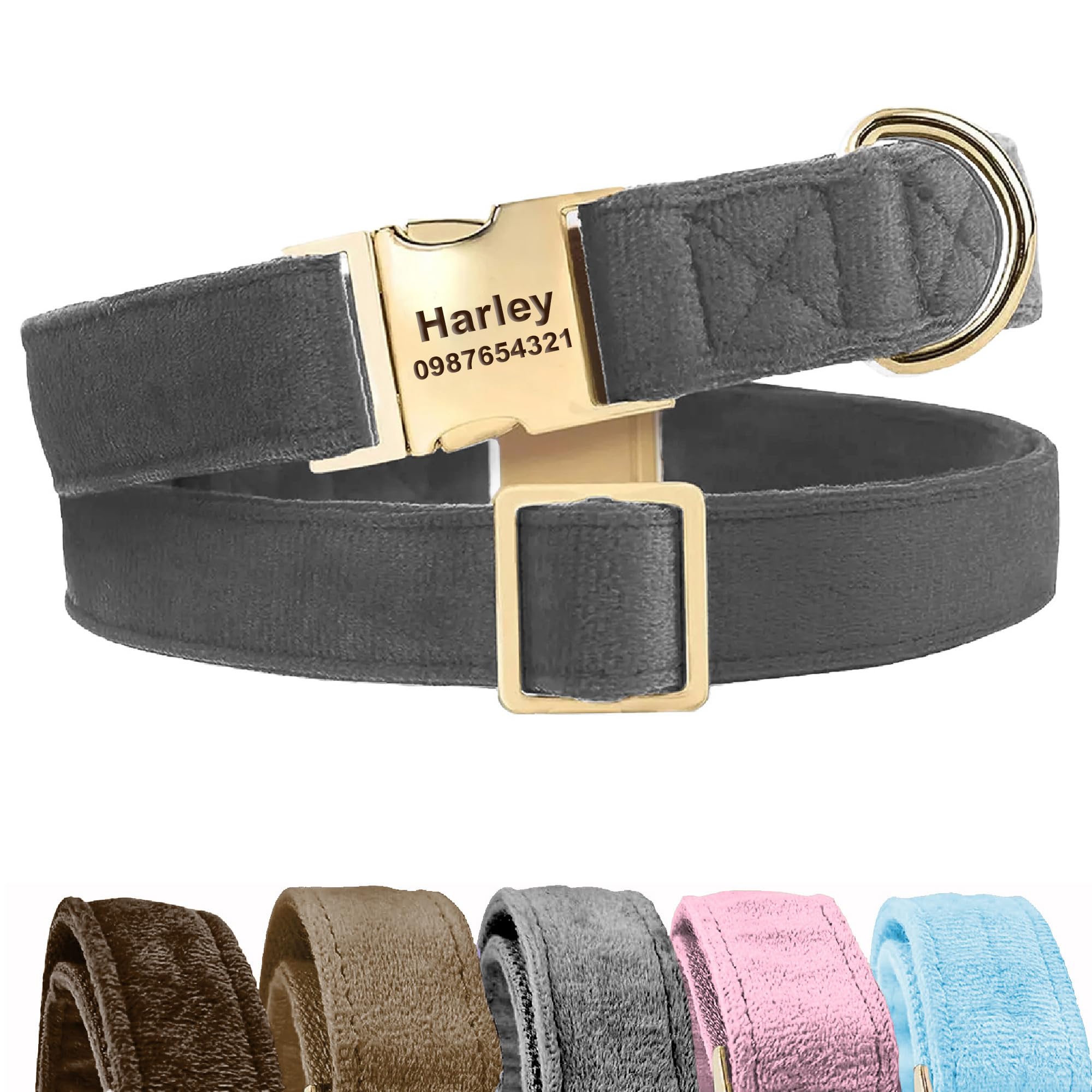 KreateSquare Personalised Dog Collar, Custom Engraved Adjustable Pet Collar