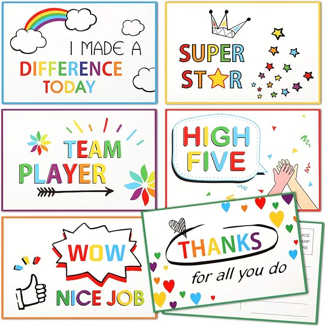 90 Pieces Thinking of You Teacher School Postcards Job Inspirational Postcards Congratulations Cards Motivational Inspirational Cards,4 x 6 Inch Encouragement Postcards for School