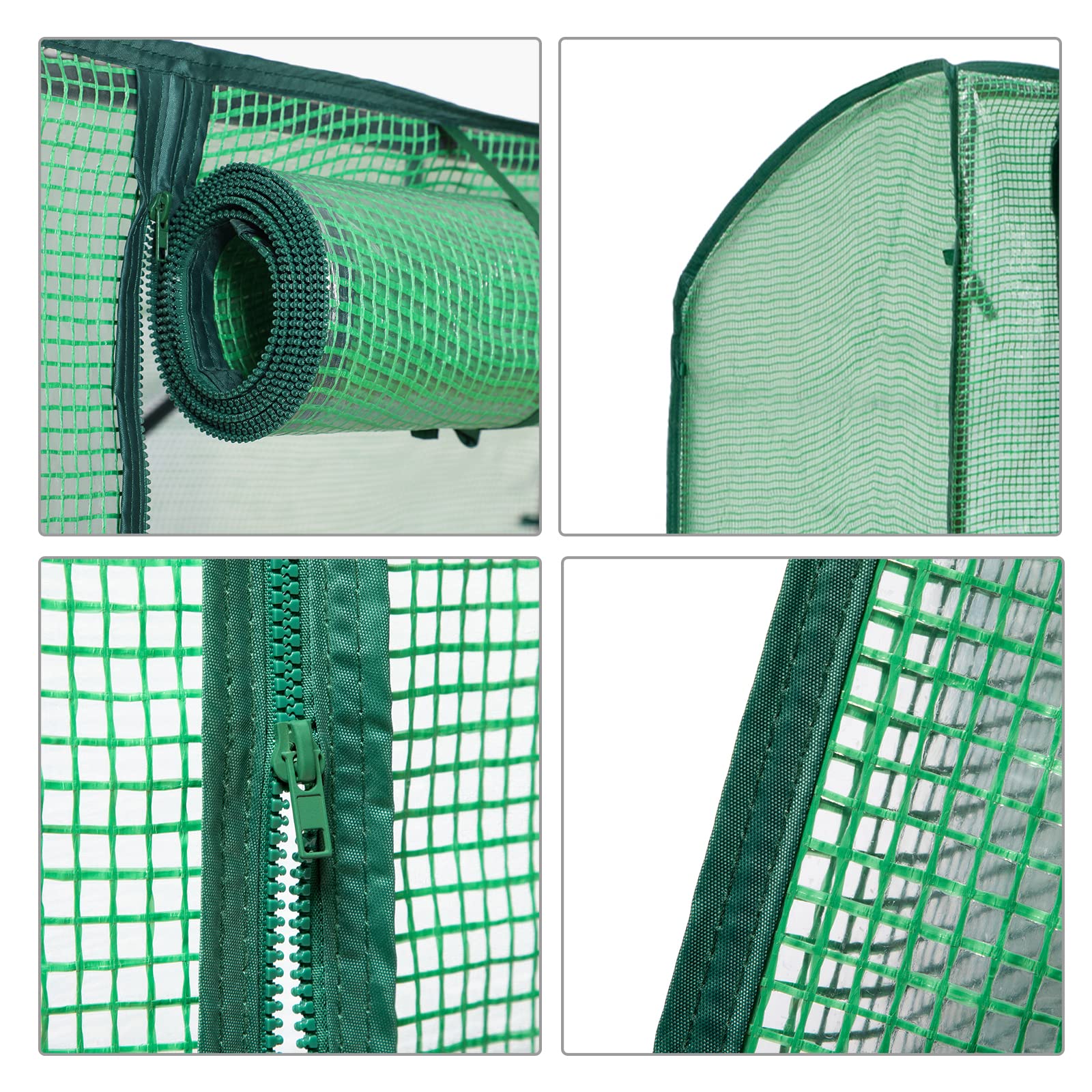 LARMNEE Serre de Jardin, Mini-Serre, Protection pour Tomates, Tente Abri Maraîchère, Toit Arrondi pour Écoulement d’Eau, Porte Zippée Enroulable, Bâche en PE, Vert EGN71GH02