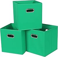 Vista 14 de Contenedores de almacenamiento de tela negra, 13 x 13 x 13 pulgadas, cajas de almacenamiento plegables con doble asa, caja organizadora de tela