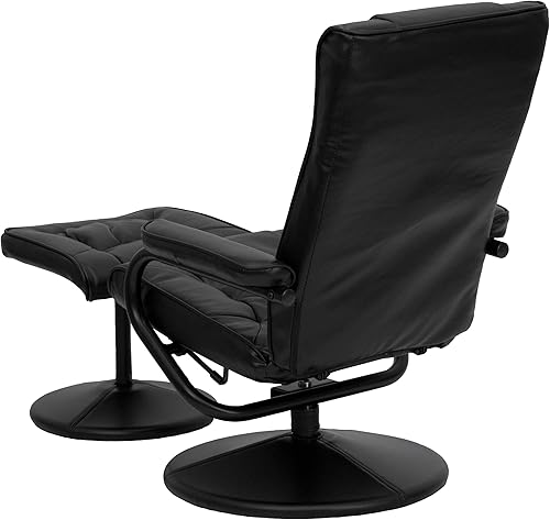 Miniatura 4 de Flash Furniture Rachel Contemporary Multi-Position LeatherSoft Recliner Chair with Ottoman, 360-Degree Swivel Recliner Chair and Ottoman Set, Black